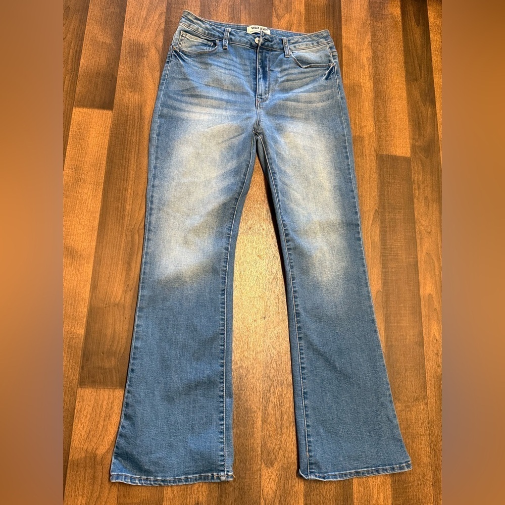 Wax Jean Blue Flare Wide Leg Jeans